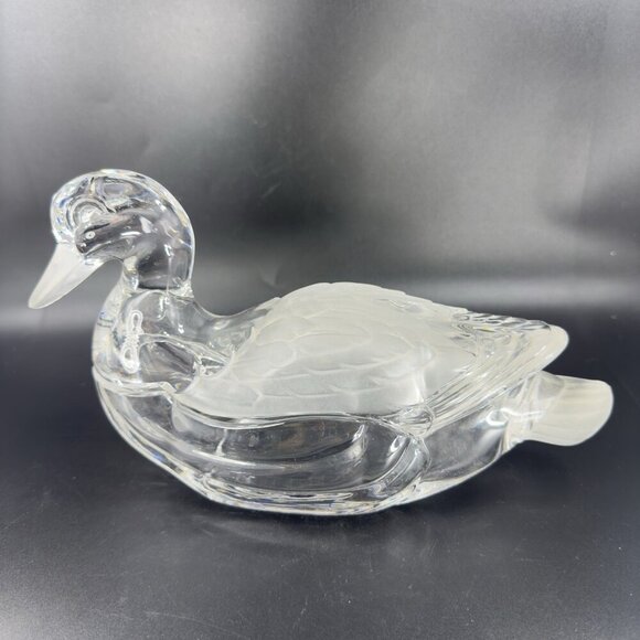 Shannon Crystal Duck Lidded Mallard Candy Dish Frosted Accents by Godinger Clear - Picture 11 of 16